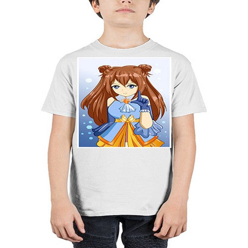 Cute little beautiful girl blue gold clothes cartoon 171# - anime - Youth Tee Unisex