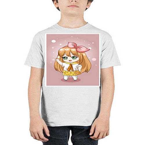 Cute little girl yellow hair wearing uniform 130# - anime - Youth Tee Unisex