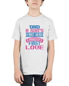 Dad a sons first hero a 82# - cartoon super hero - Youth Tee Unisex