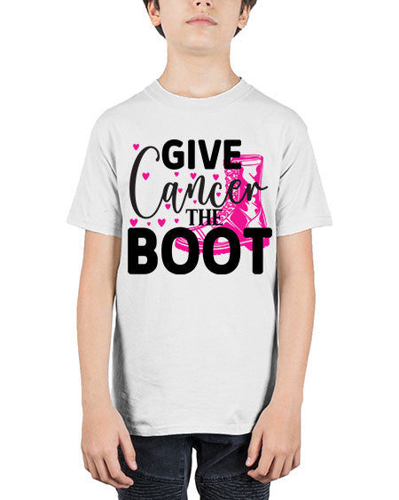 Give Cancer the Boot 24# - breast cancer - Youth Tee Unisex