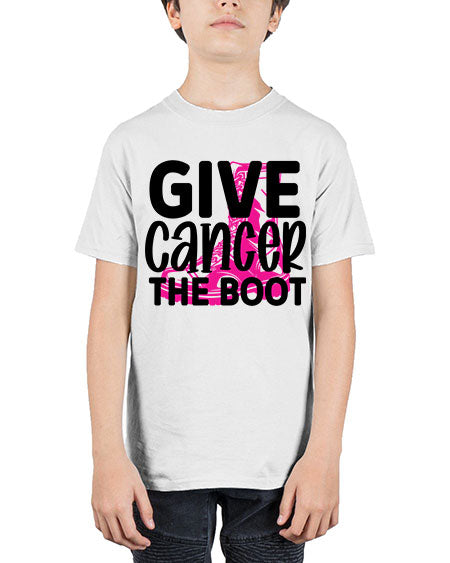 Give Cancer the Boot 25# - breast cancer - Youth Tee Unisex