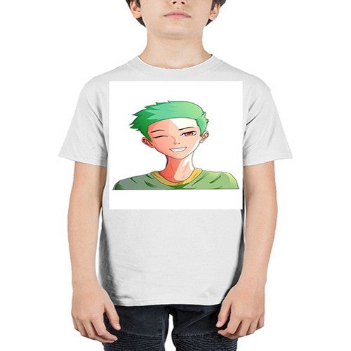 Handsome boy green hair wearing green shirt 35# - anime - Youth Tee Unisex
