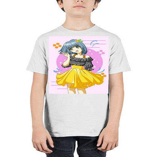 Happy and funny girl with black yellow dress in summer 41# - anime - Youth Tee Unisex