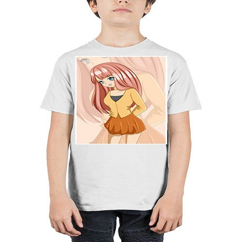 Happy beautiful and cute girl pink long hair 5# - anime - Youth Tee Unisex