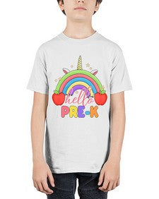 Hello PreK Unicorn Rainbow 312# - prek headstart - Youth Tee Unisex