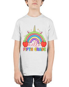 Hello fifth Grade Unicorn Rainbow 267# - fifth grade - Youth Tee Unisex