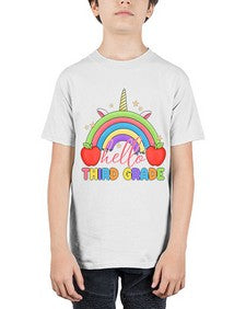 Hello third Grade Unicorn Rainbow 349# - third grade - Youth Tee Unisex