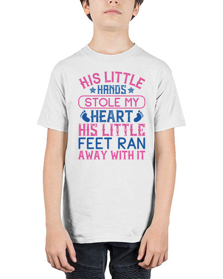 His little hands stole my heart His little feet ran away with it Style 335# - baby - Youth Tee Unisex