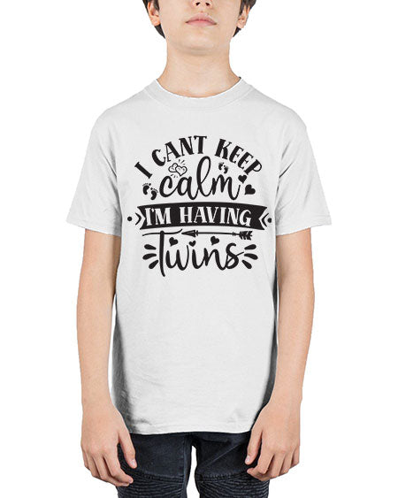 I can t keep calm I m having twins 339# - pregnancy - Youth Tee Unisex