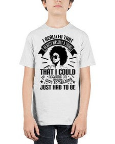 I realized that beauty was not a thing that I could acquire or consume Style 26# - black afro - Youth Tee Unisex