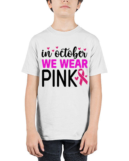 In October We Wear Pink 16# - breast cancer - Youth Tee Unisex