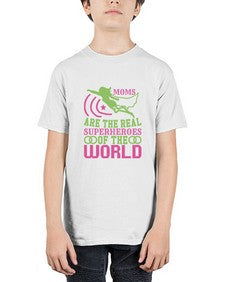Moms are the real 172# - cartoon super hero - Youth Tee Unisex