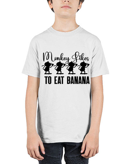 Monkey likes to eat banana  - monkey - Youth Tee Unisex