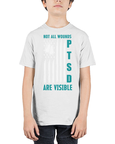 PTSD Awareness Not All Wounds 8# - PTSD - Youth Tee Unisex