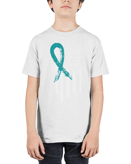 PTSD Teal Ribbon Distressed US 7# - PTSD - Youth Tee Unisex