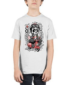 Skull Scooterist 1063# - skull and bones - Youth Tee Unisex