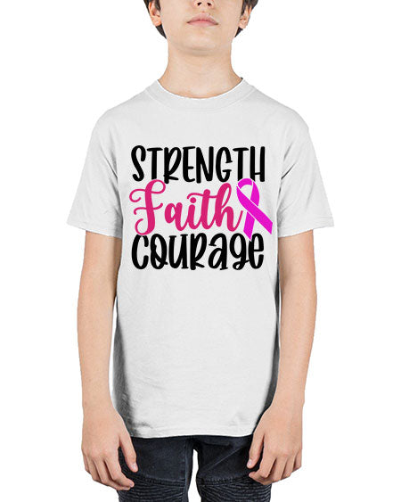 Strength Faith Courage 7# - breast cancer - Youth Tee Unisex