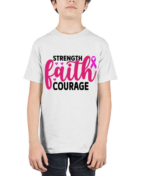 Strength Faith Courage 8# - breast cancer - Youth Tee Unisex