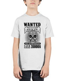 Wanted 1204# - skull and bones - Youth Tee Unisex