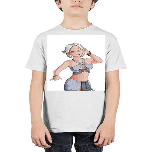 White hair girl wearing summer outfit 40# - anime - Youth Tee Unisex