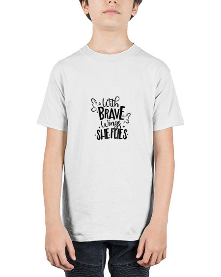 With Brave Wings She Flies - butterfly - Youth Tee Unisex