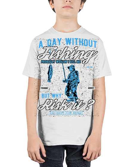 a day without fishing cs 68# - shark-fish - Youth Tee Unisex