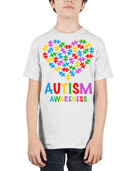 autism awareness heart love puzzle 15# - autism - Youth Tee Unisex