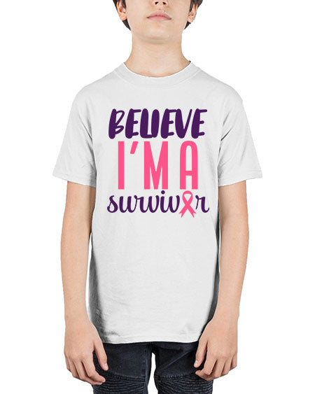 believe i'm a survivor - breast cancer - Youth Tee Unisex