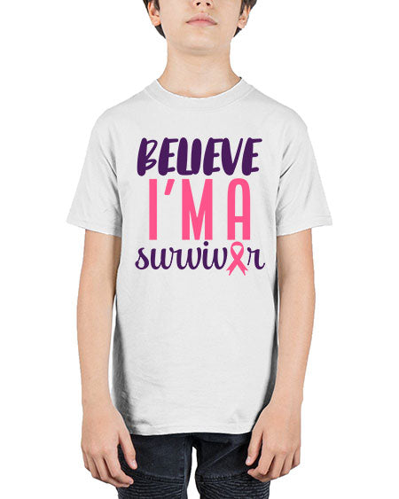 believe im a survivor Style 16# - breast cancer - Youth Tee Unisex