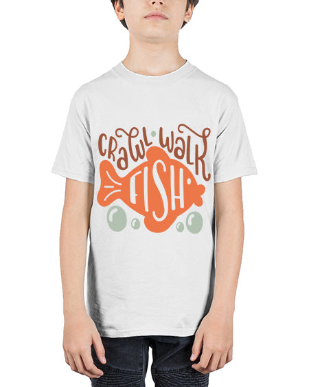 crawl walk fish 63# - shark-fish - Youth Tee Unisex