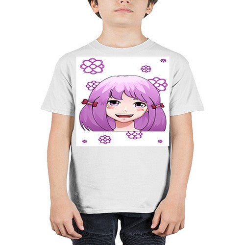 cute ponytails purple hair girl 63# - anime - Youth Tee Unisex