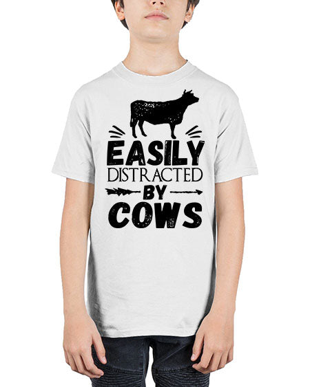 easily distracted by cows - cow - Youth Tee Unisex