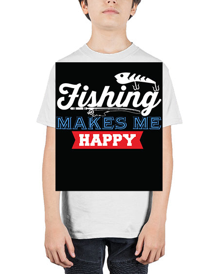 fishing makes me happy png 46# - shark-fish - Youth Tee Unisex