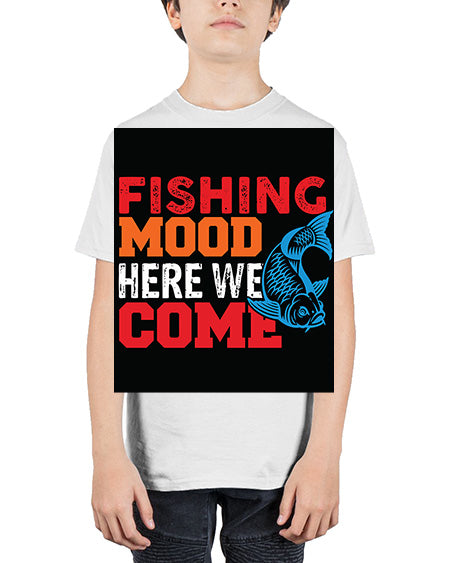 fishing mood here we come png 44# - shark-fish - Youth Tee Unisex
