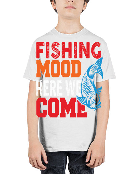 fishing mood here we come png 76# - shark-fish - Youth Tee Unisex