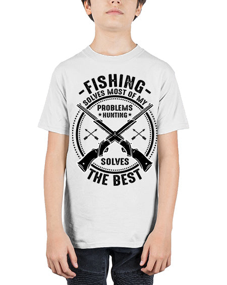 fishing solves most 74# - shark-fish - Youth Tee Unisex