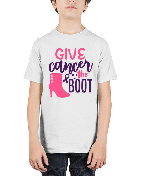 give cancer the boot Style 11# - breast cancer - Youth Tee Unisex