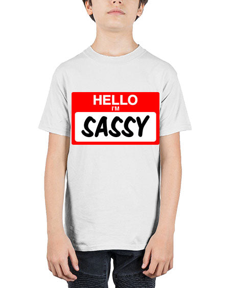 hello im sassy 129# - black words and phrases - Youth Tee Unisex