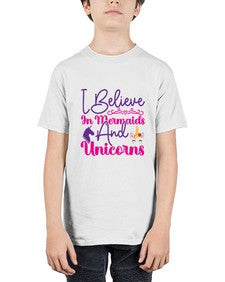 i believe in mermaids and unicorns 171# - unicorn - Youth Tee Unisex