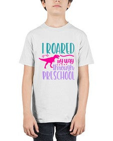 i roared my way through preschool 375# - prek headstart - Youth Tee Unisex