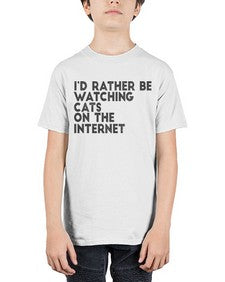 id rather be watching cats on the internet - cats - Youth Tee Unisex