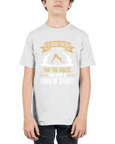 it is through your body that you realize you are a spark of divinity  343# - yoga - Youth Tee Unisex