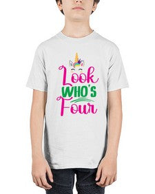 look whos four 261# - unicorn - Youth Tee Unisex