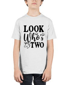 look whos two 267# - unicorn - Youth Tee Unisex