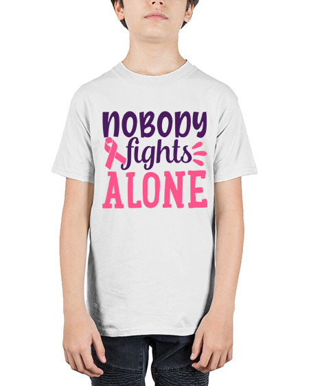 nobody fights alone Style 6# - breast cancer - Youth Tee Unisex