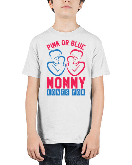 pink or blue Mommy Loves you Style 187# - baby shower - Youth Tee Unisex