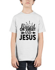 raised on sweet and jesus 1491# - tea - Youth Tee Unisex