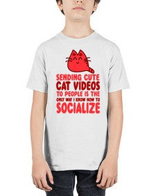 sending cute cat videos to people is the only way i know how to socialize - cats - Youth Tee Unisex