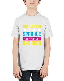 she leaves a little sparkle everywhere she goes 395# - unicorn - Youth Tee Unisex