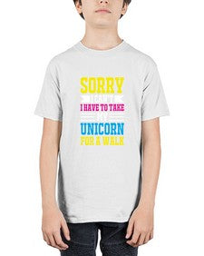 sorry i cant i have to take my unicorn for a walk 405# - unicorn - Youth Tee Unisex